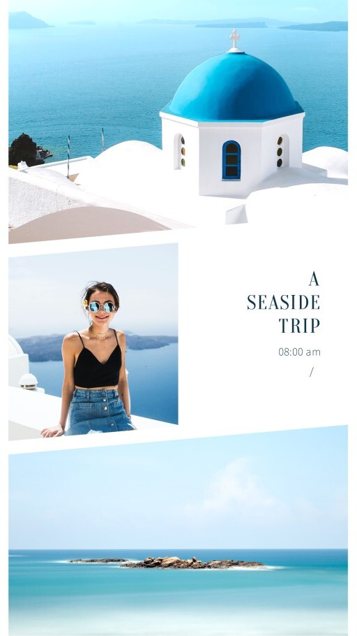 小清新旅游出行旅游晒照拼图模板