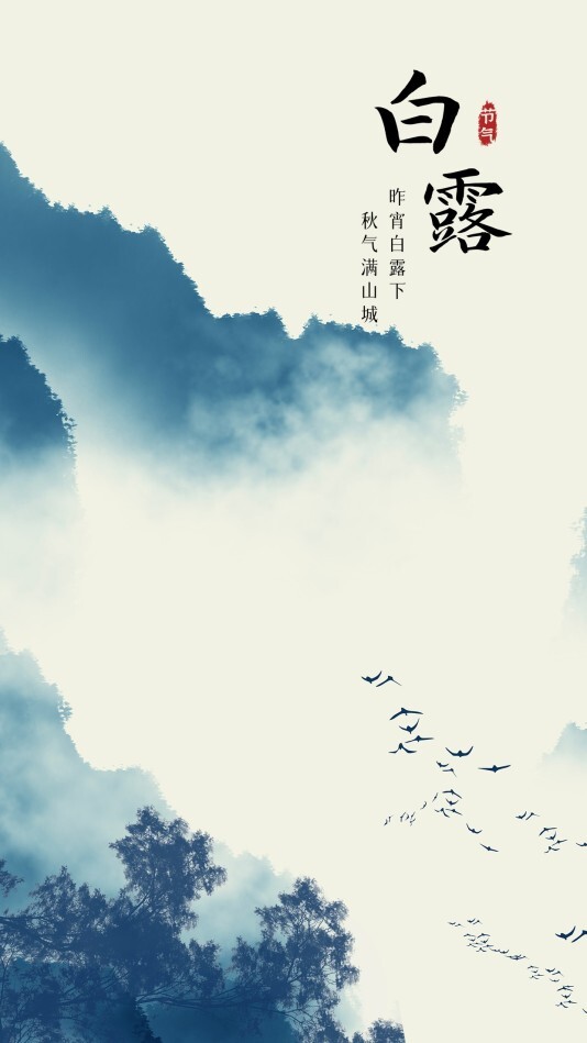 中国风白露手机海报模板