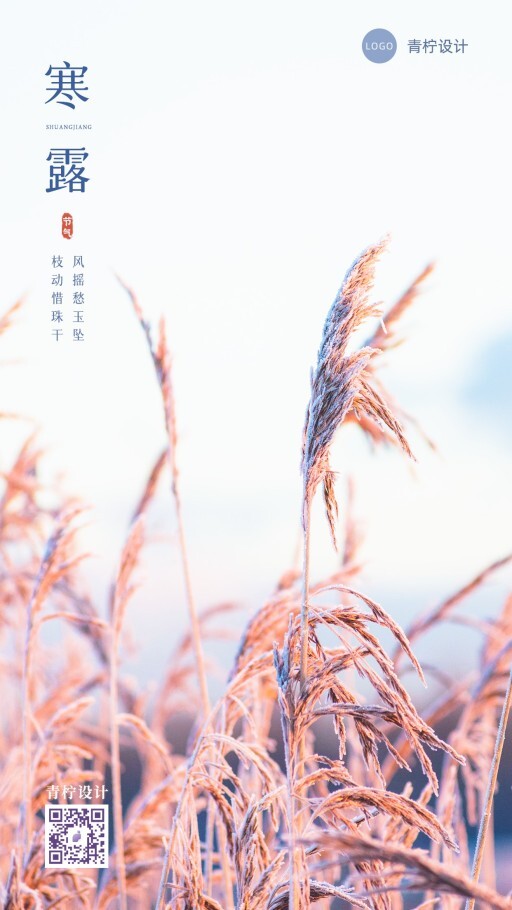小清新寒露手机海报模板