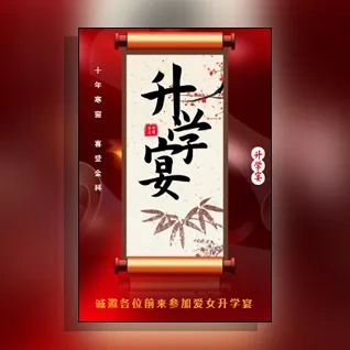 升学宴邀请函谢师宴邀请函金榜提名请柬入学喜宴请贴