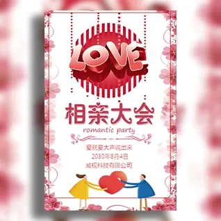 七夕相亲会交友会婚姻媒介 脱单相亲活动邀请函