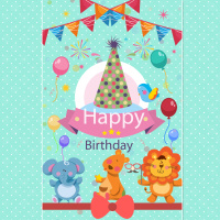 蓝色可爱小孩生日邀请函